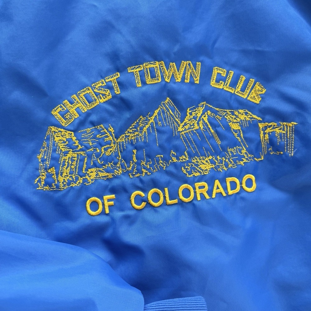 Vintage 80s West Ark GHOST TOWN CLUB COLORADO Bomber Jacket Large Made‎ In USA